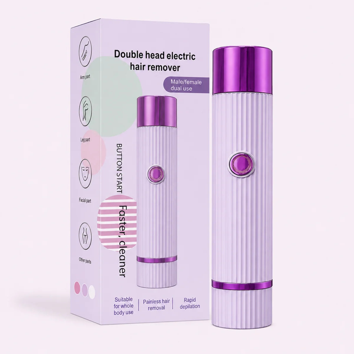 2 in 1 Women Electric Shaver Dual Head Bikini Trimmer for Women IPX7 Waterproof Wet & Dry Use Body Hair Trimmer and Facial Hair Remover for Bikini Underarm Leg Arm Body Face (Random Color)