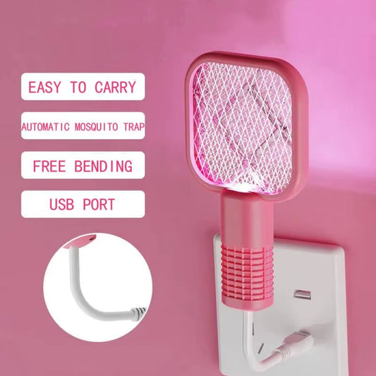 Mini USB Rechargeable Mosquito Racket with UV Light – Portable Electric Bug Zapper & Fly Swatter for Indoor/Outdoor Use, Home, Office, Travel & Camping