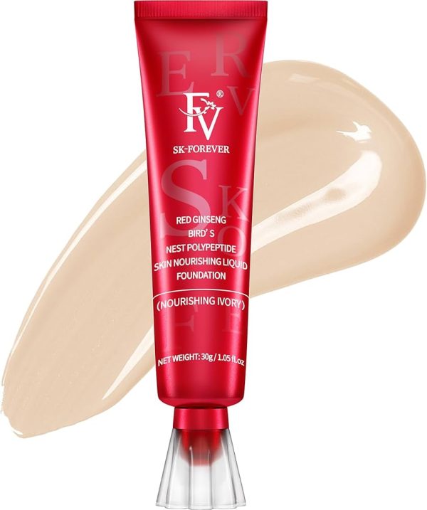 Fv Foundation Waterproof With Medium Coverage, Oil-free & Long Lasting, Matte orever Foundation For Oily/normal Skin, Forever Liquid Makeup Foundation For Face, 30g Ivory