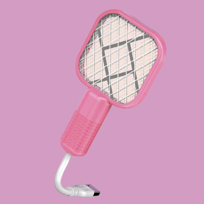 Mini USB Rechargeable Mosquito Racket with UV Light – Portable Electric Bug Zapper & Fly Swatter for Indoor/Outdoor Use, Home, Office, Travel & Camping