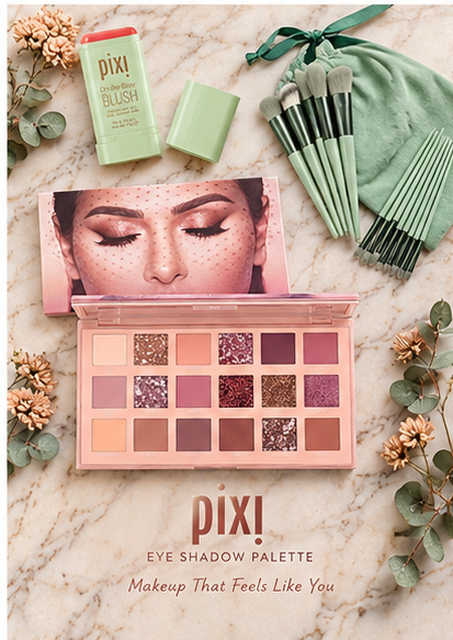 3-in-1 Makeup Combo Set – Blush Stick + 18 Color Eyeshadow Palette + 13 PCS Makeup Brushes Kit